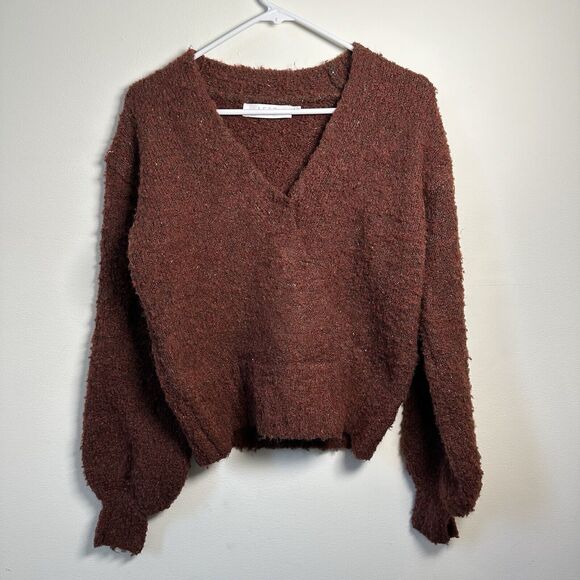 Astr The Label Sweaters - Astr The Label Womens Pullover Sweater Brown Long Sleeve Bishop Stretch Size XS